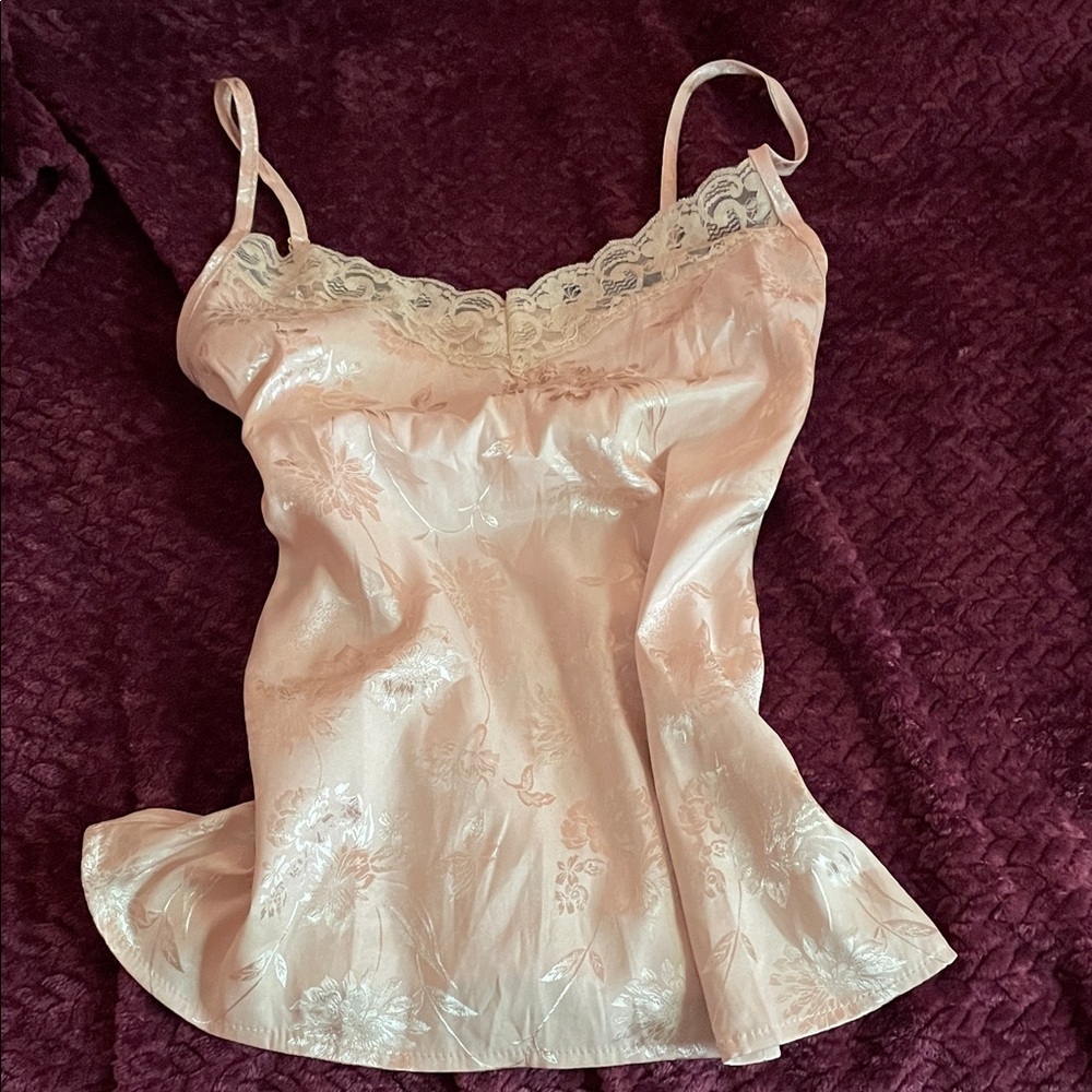 Elegant Pink Lace Trim Camisole